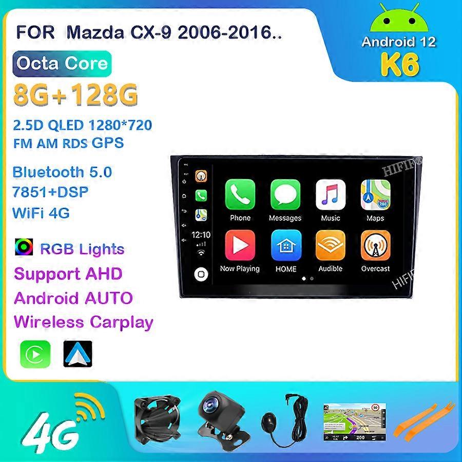 Carplay AUTO Car DVD For Mazda CX-9 (2006-2016) Car Radio Multimedia Video Player Navigation GPS Android 12 Double Din DSP