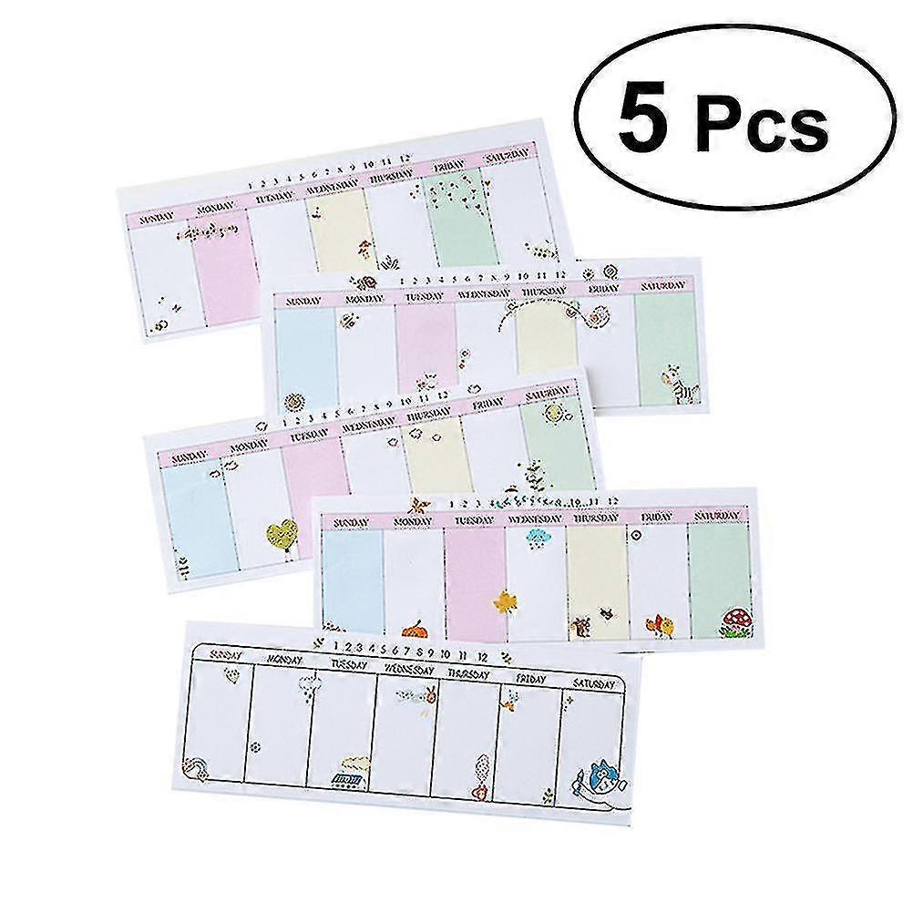 5 Packs Lovely Plan Schedule Memo Pads Stickers Notes For Home (random Pattern)