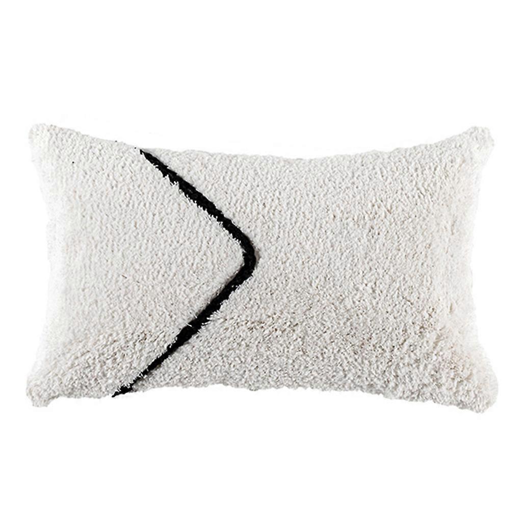 Modern Woven Tufted Throw Pillow for Case Boho Striped Line Pompoms Cushion Cove