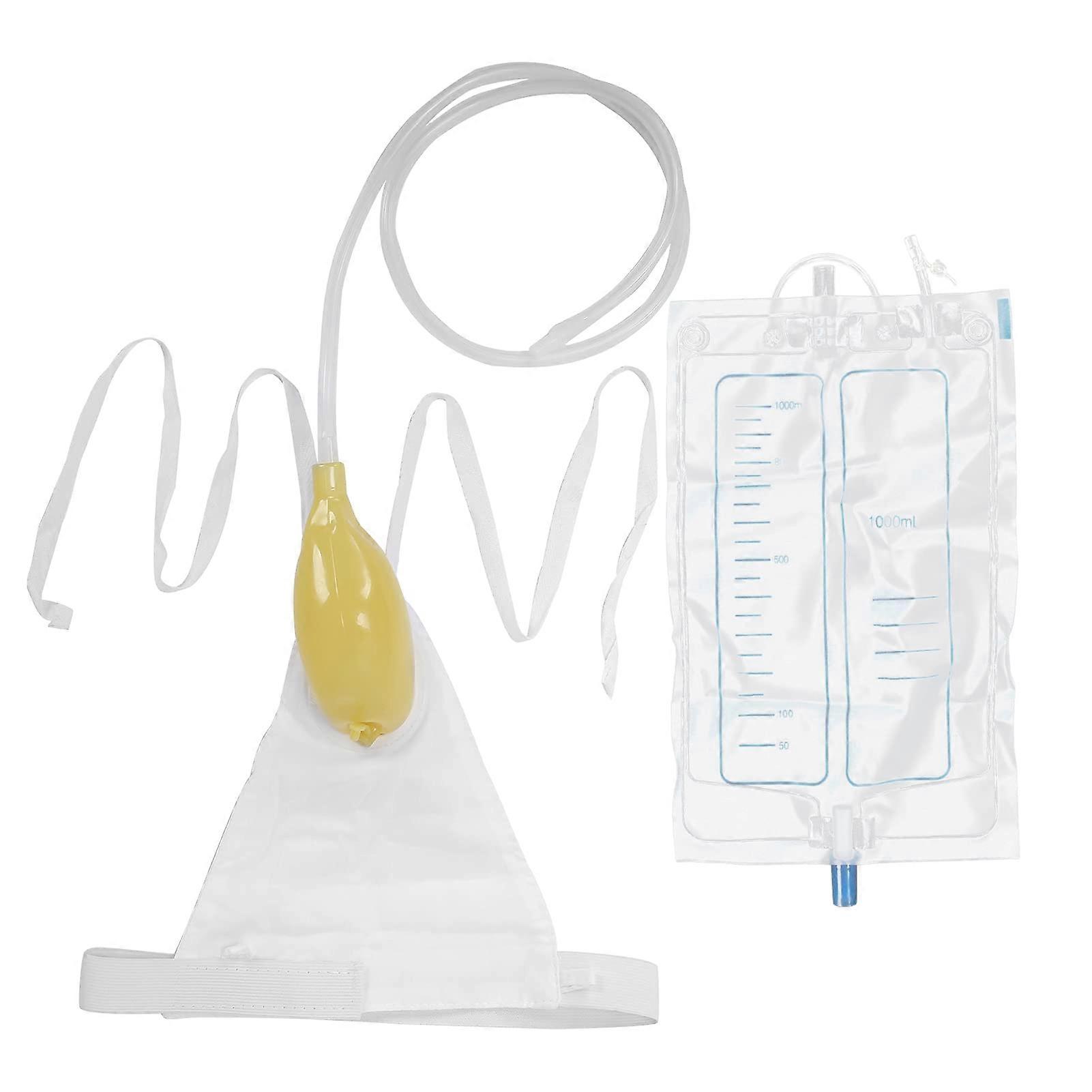 Male Urinal Pee Holder, Reusable Portable Urine Bag Collector 1000ml Men Urinal Male Urination Device Funnel Urine