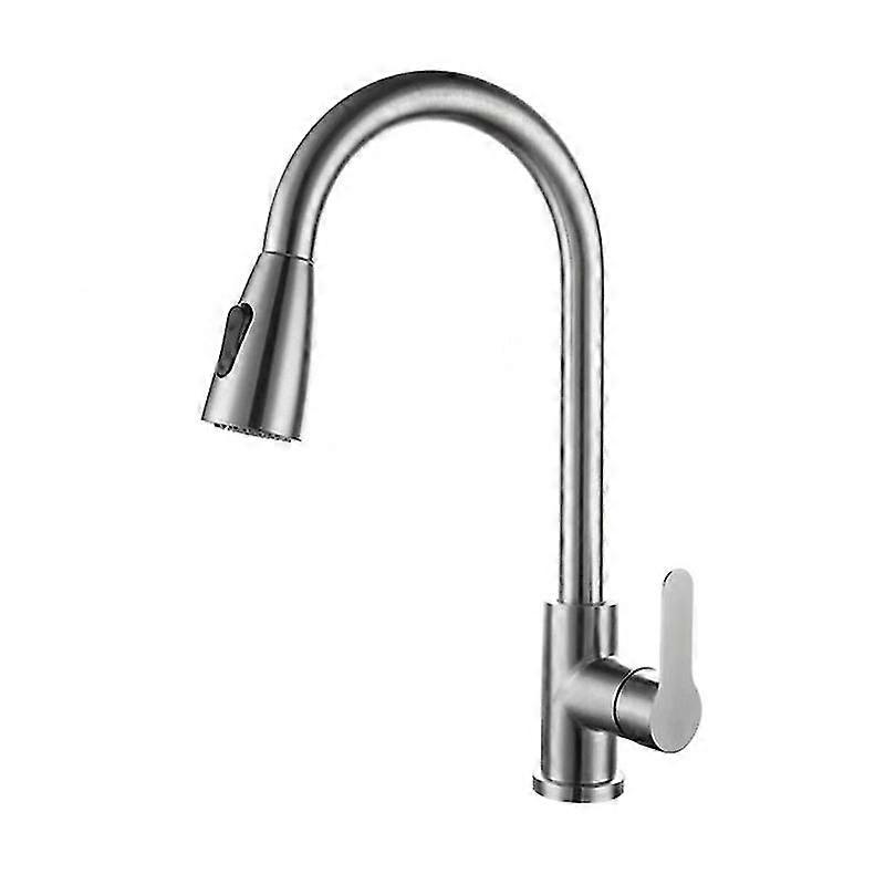 Exquisite Deck Mounted Pull Out Kitchen Faucets Single Hole Spout Sink Mixer Tap Stream Sprayer Head