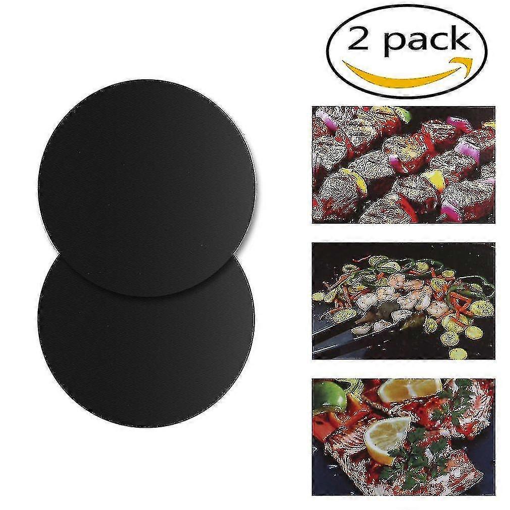 2pcs/set 36cm Round Shape Ptfe Non-stick Bbq Grill Mat Barbecue Baking Sheets