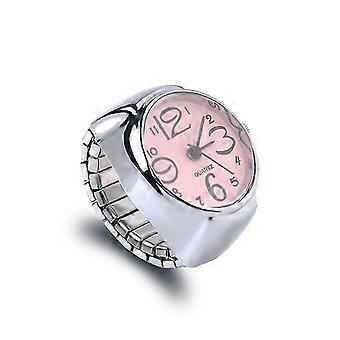 Women's Ring Watch Telescopic And Elastic Watch Strap Mini Quartz Finger Ring Watch Fashion Pink