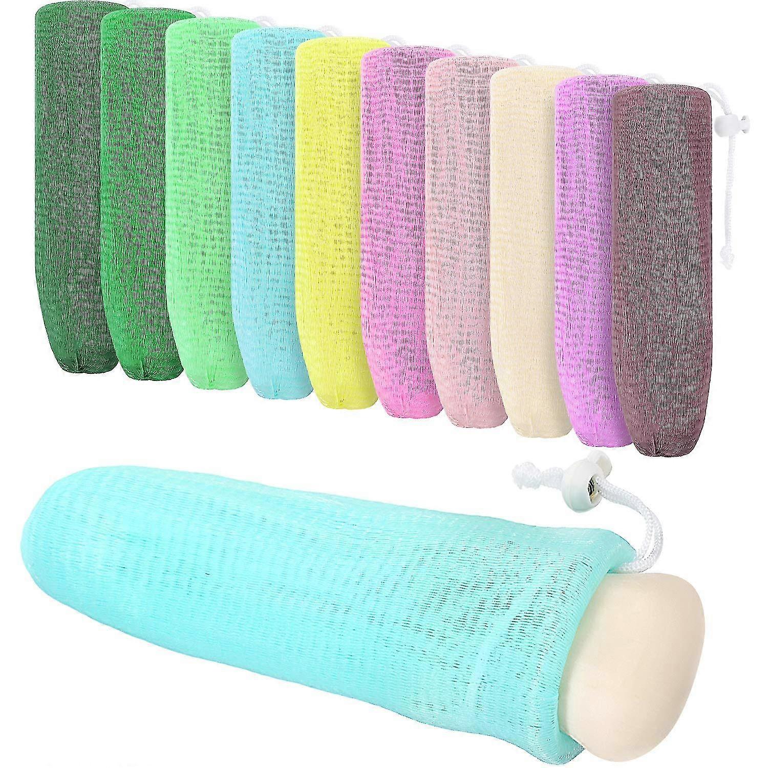 10 Pieces Exfoliating Mesh Soap Pouch Mesh Soap Saver Bag Bubble Foam Net For Body Facial Cleaning Tool (random Colors)