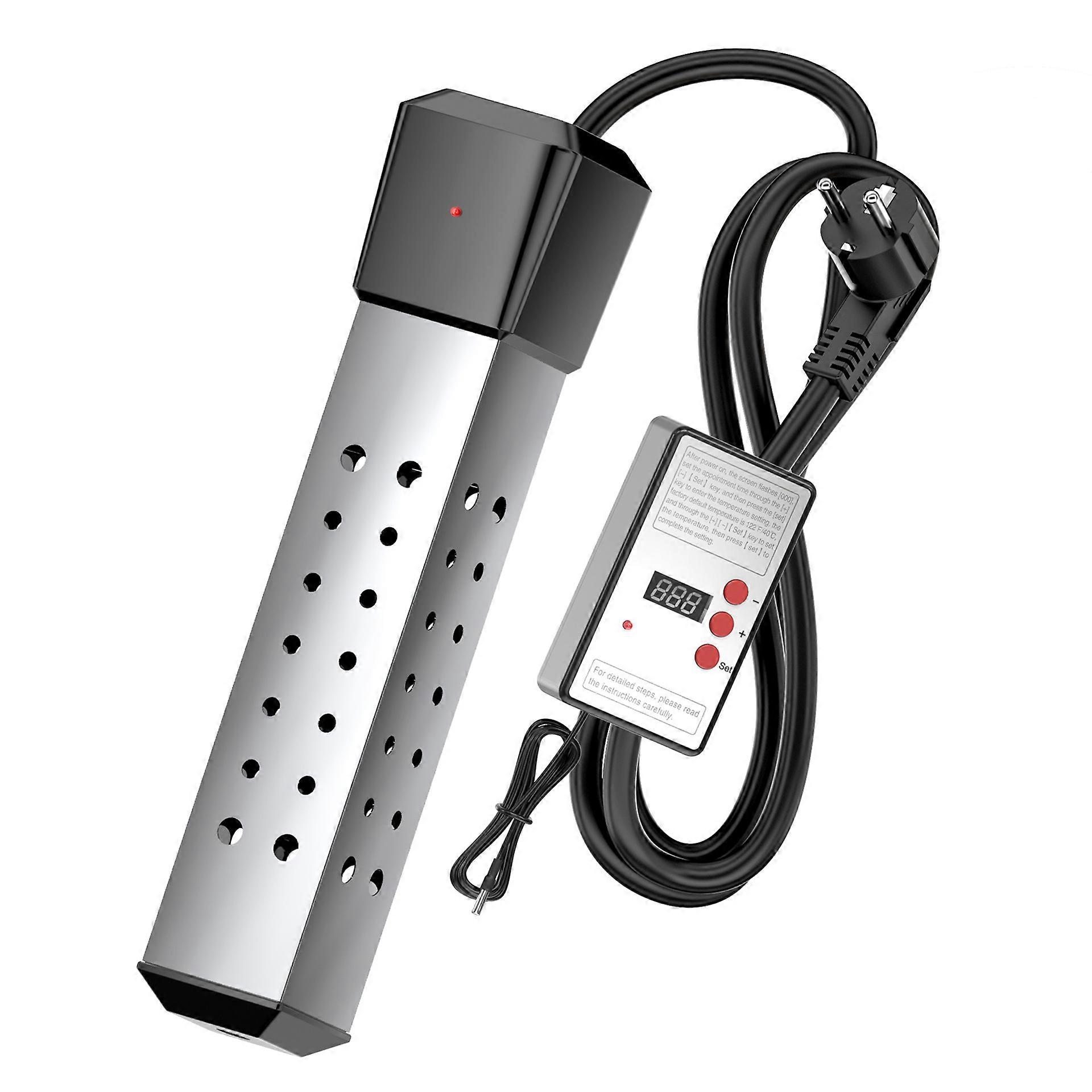 2000 W bath heater, electric immersion heater, smart timer, black