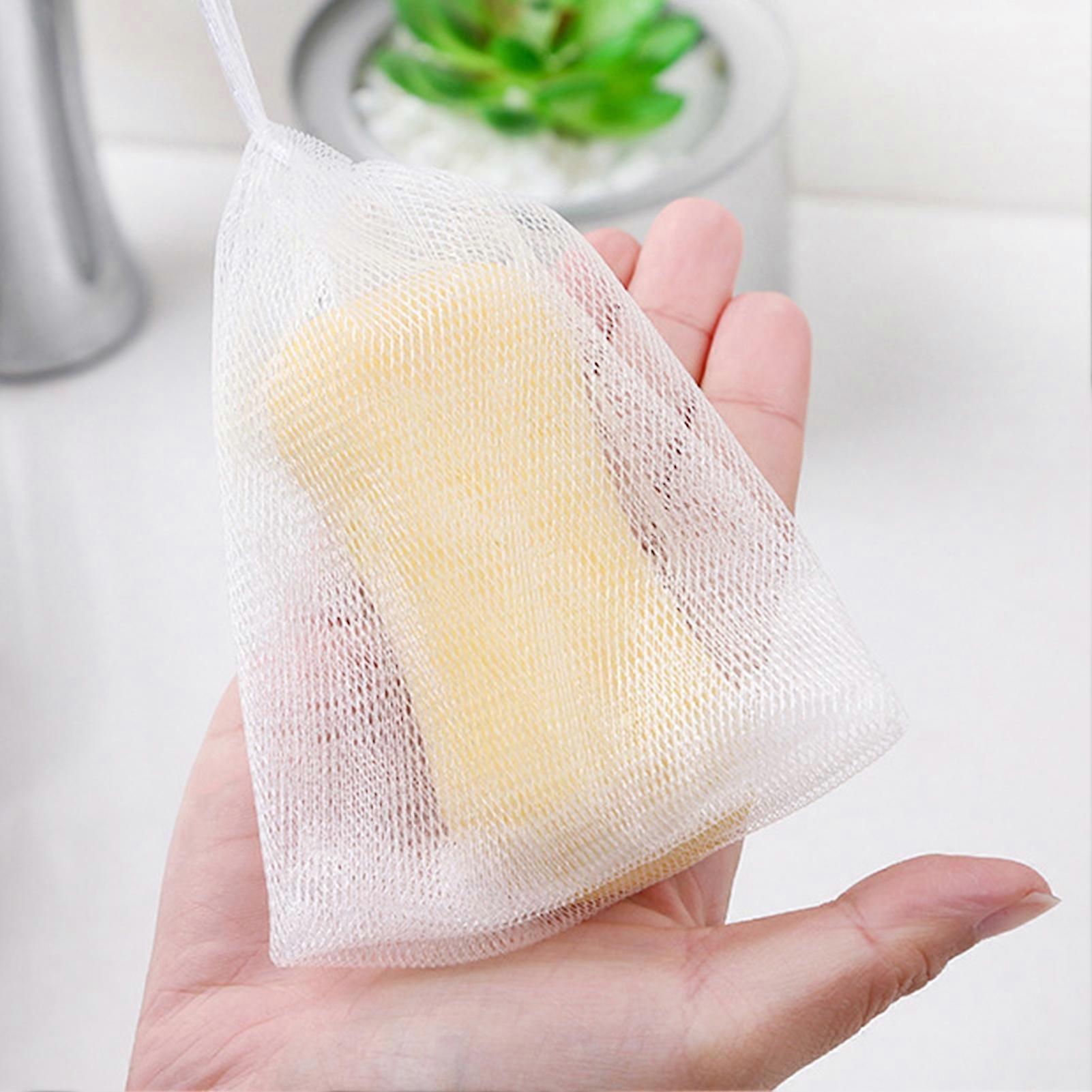 20Pcs Soap Net Skin-friendly Dual Mesh White Color Soap Saver Bag for Bath KAESI