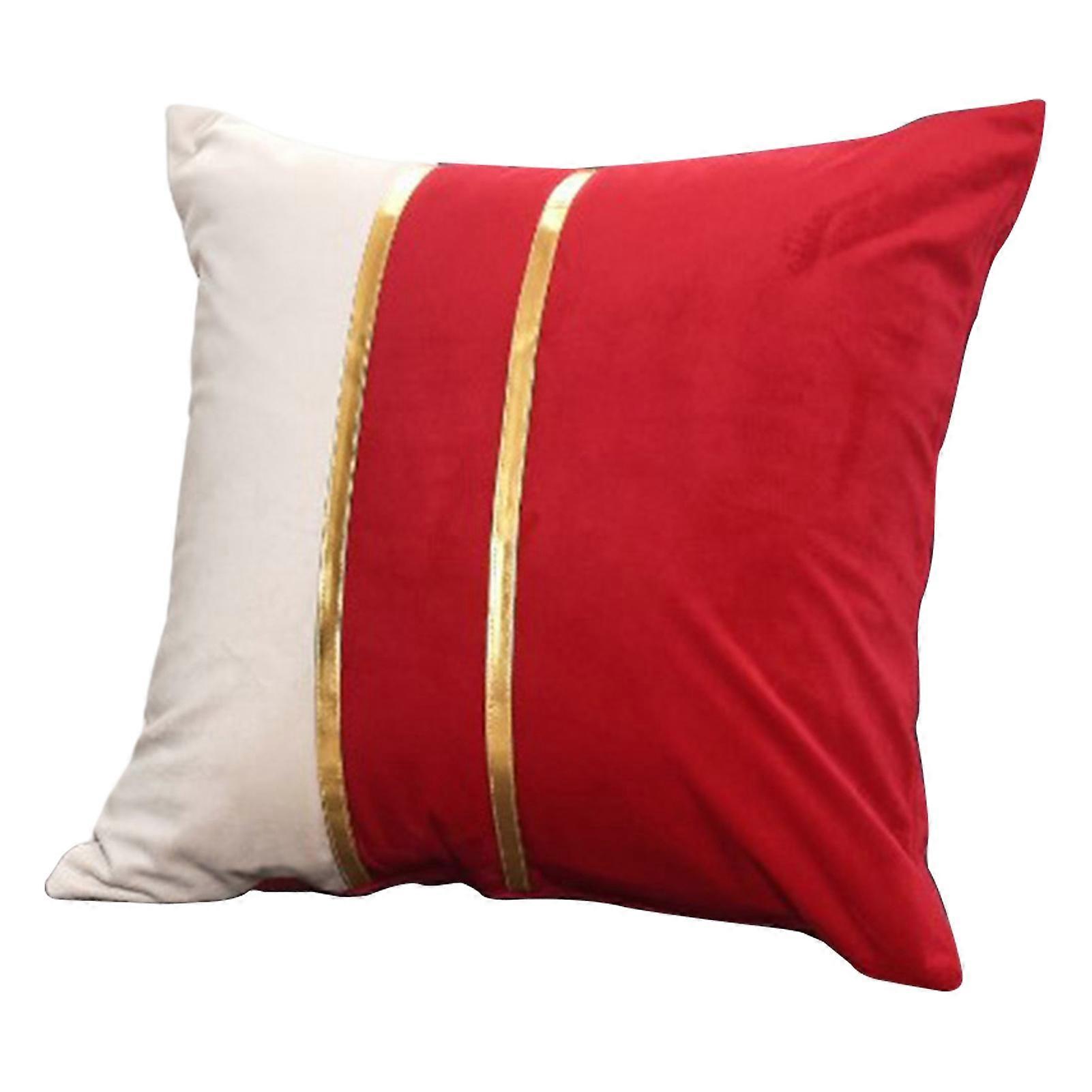Pillow Case Plush Two-color Splicing Throw Pillow Cover Soft Stylish Decorative Cover with Hidden Zipper for Home KAESI