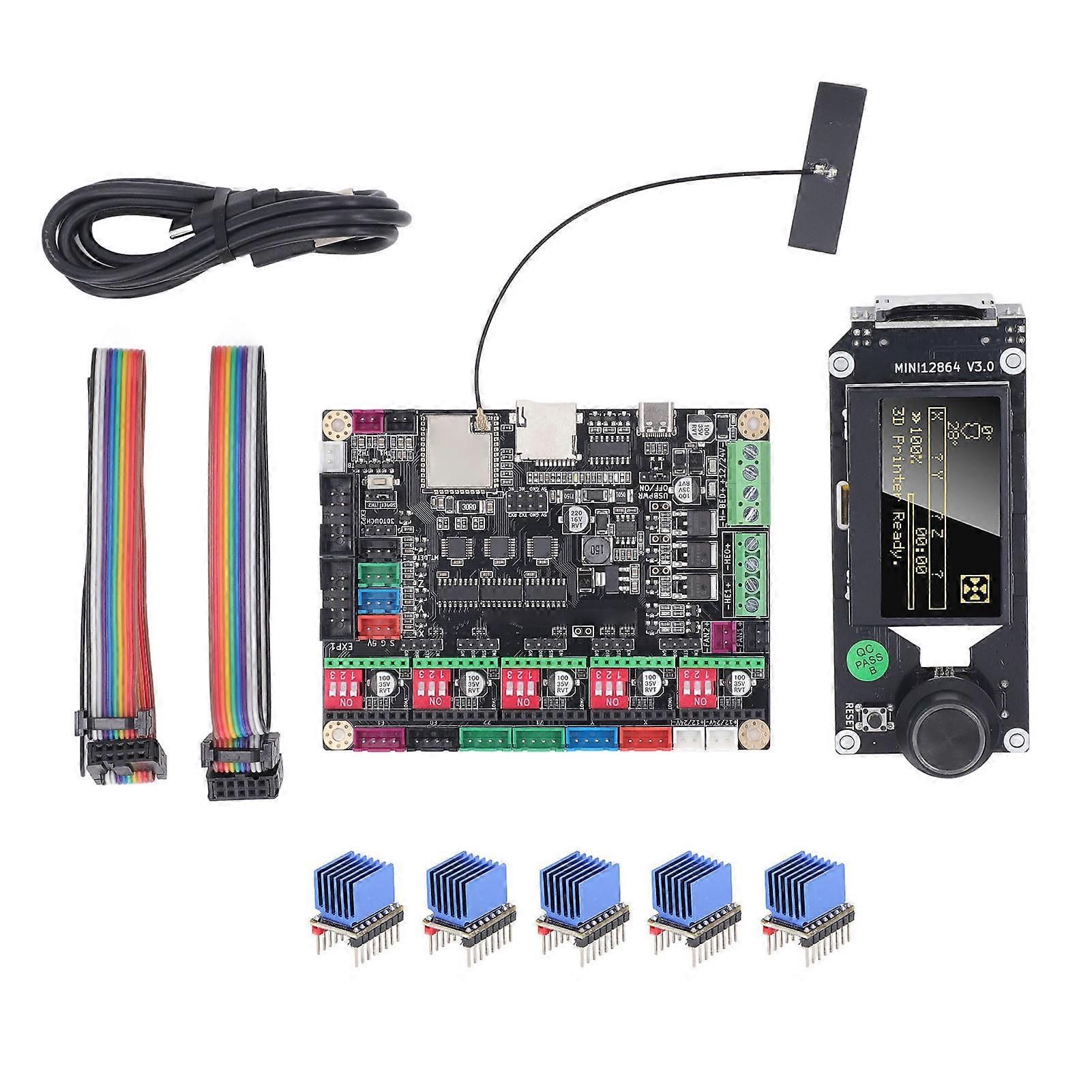 Placa de impresora 3D para MKS TinyBee V1.0 Pantalla LCD gráfica para MKS Mini12864 V3.0 con 5 piezas TMC2209 controlador de motor DC12?24V