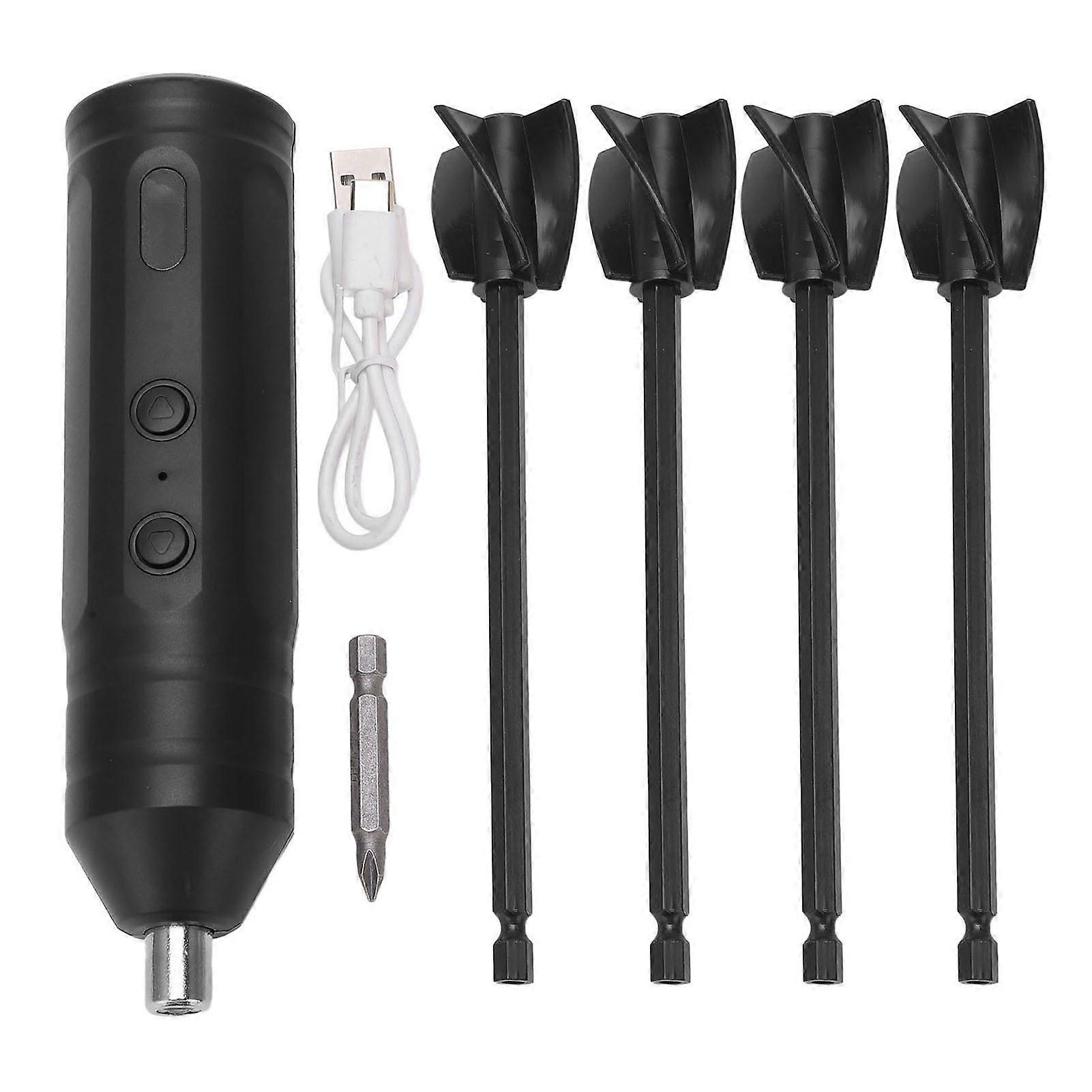 Epoxy Resin Mixer Rechargeable Powerful Slow Motor Handheld Electric Resin Stirrer with 4PCS Replacement Rod Black