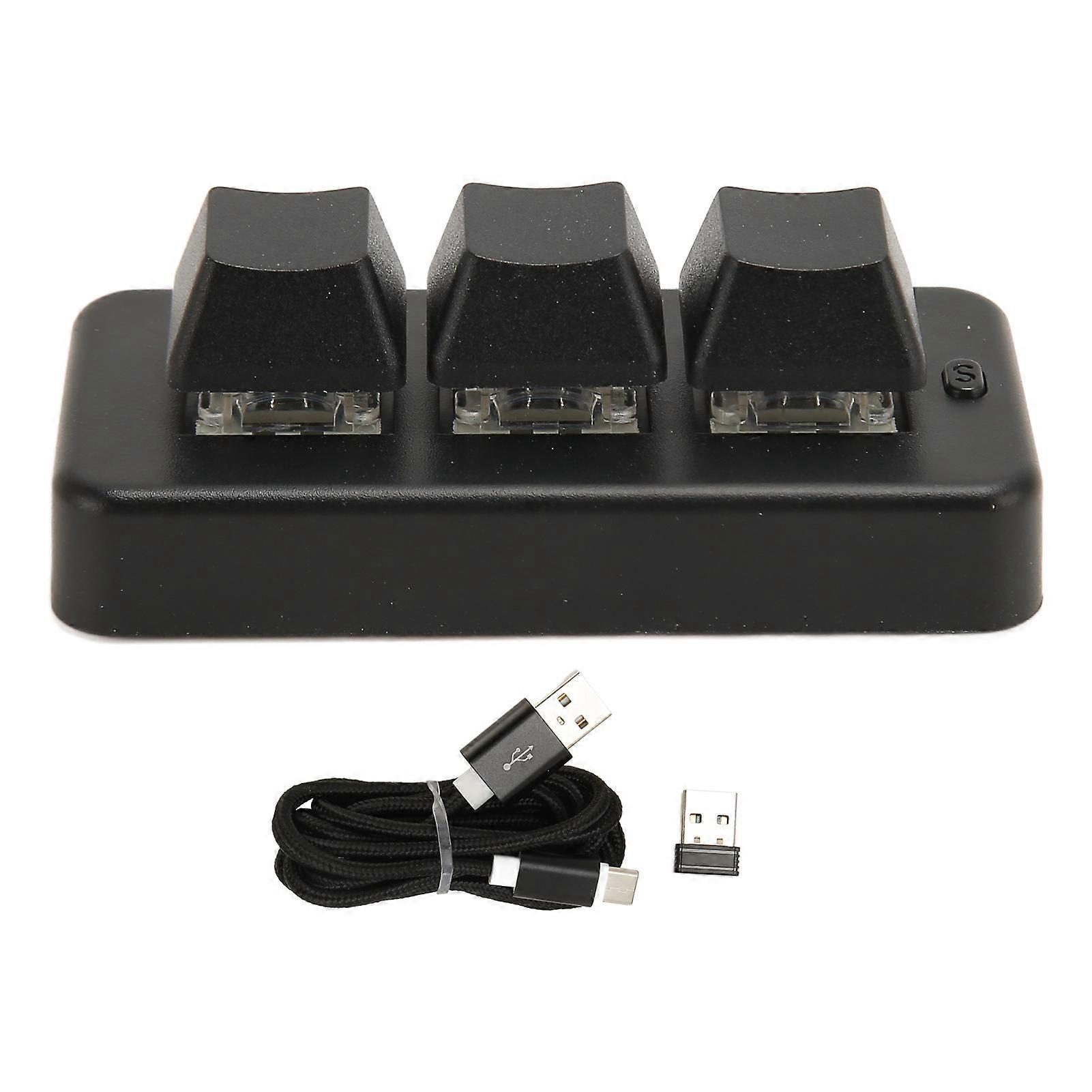 3 Key Mini Keypad 3 Mode USB Wireless 2.4G Bluetooth HID Programming Blue Switch Mini Macro Mechanical Keyboard YEMMA