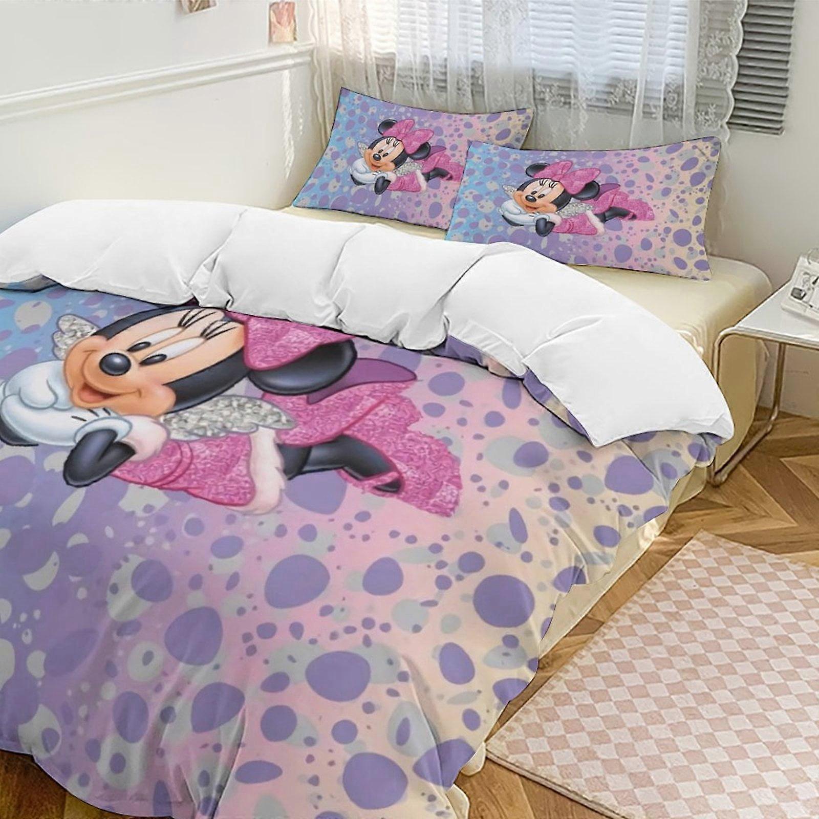 v4219  Bed Sheets Bedding Minnie MouseCartoon Collection 3-Piece Comforter Set, Personalized Bedding Decor for Kids And Teens  Bed Sheets  yuq4219