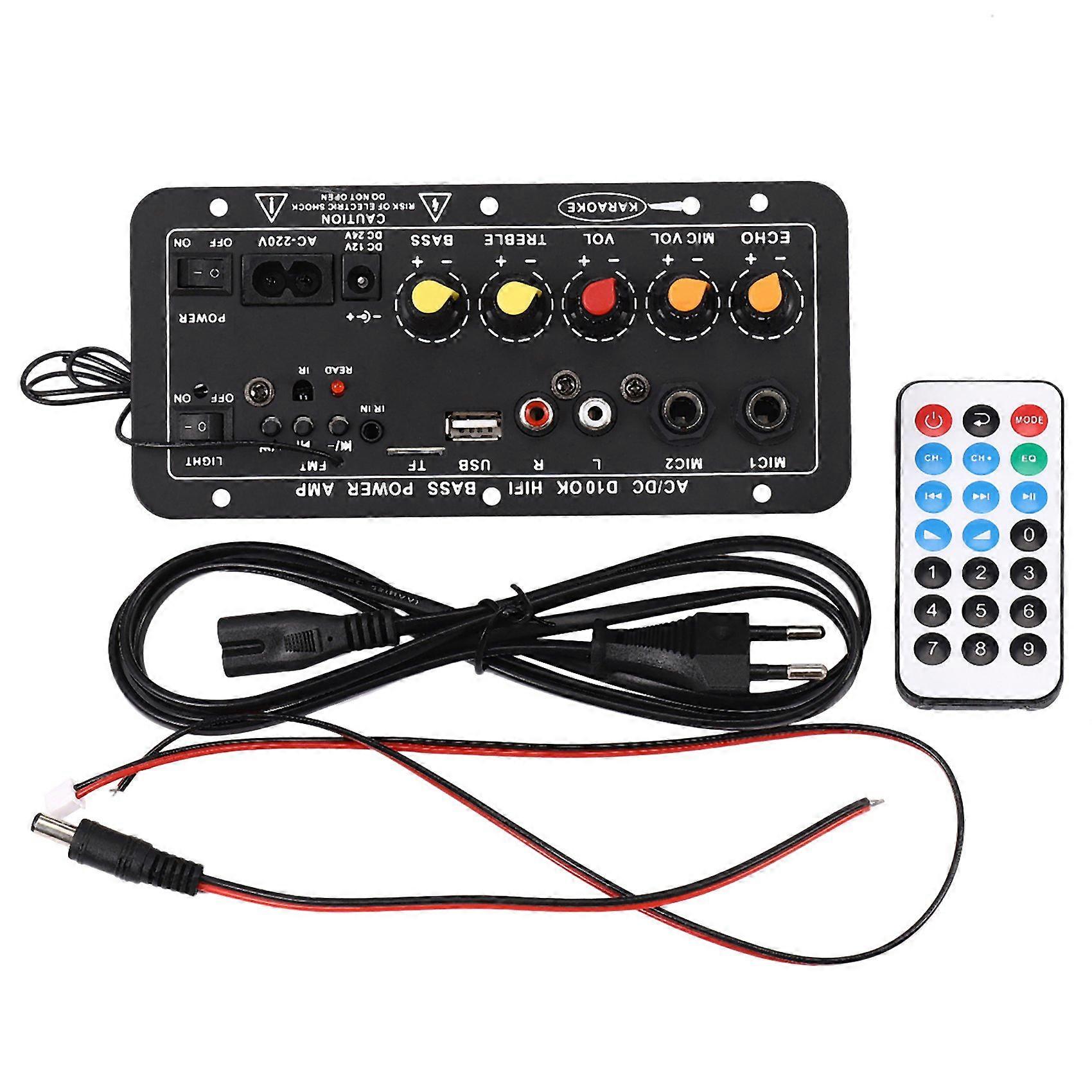 Digital Bluetooth Stereo Amplifier Board Subwoofer Dual Microphone Karaoke Amplifiers for 8-12 Inch