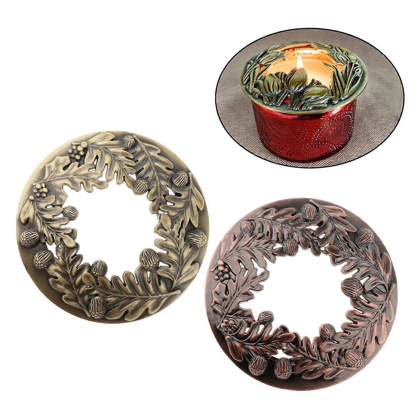 2pcs Hollowed Leaf Patterns Jar Candle Topper Cover Accessories Shade