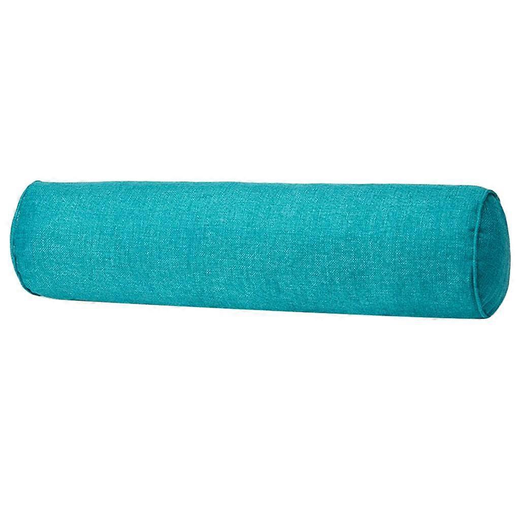 Solid Color Cotton Linen Cylindrical Lumbar Support Pillow Blue
