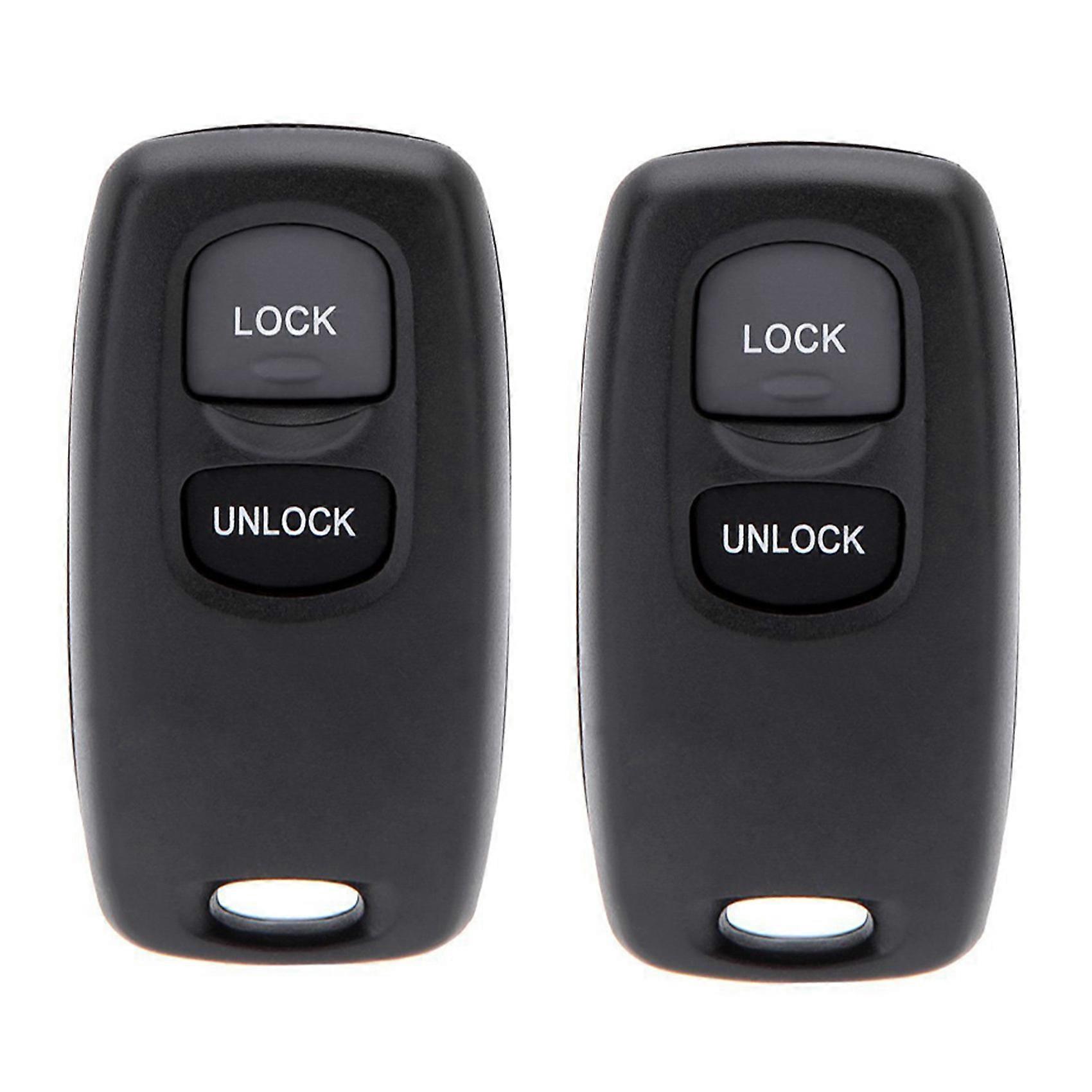 2X Uncut Key 2 Button Keyless Entry Remote Key Fob Shell Case and Button Pad Compatible with 2 3 6