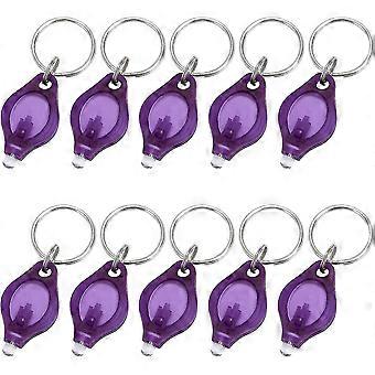 Packung von 10 UV Licht Mini Led Schlüsselanhänger Taschenlampe Schlüsselanhänger Lichter Reisepass ID Checker Lila