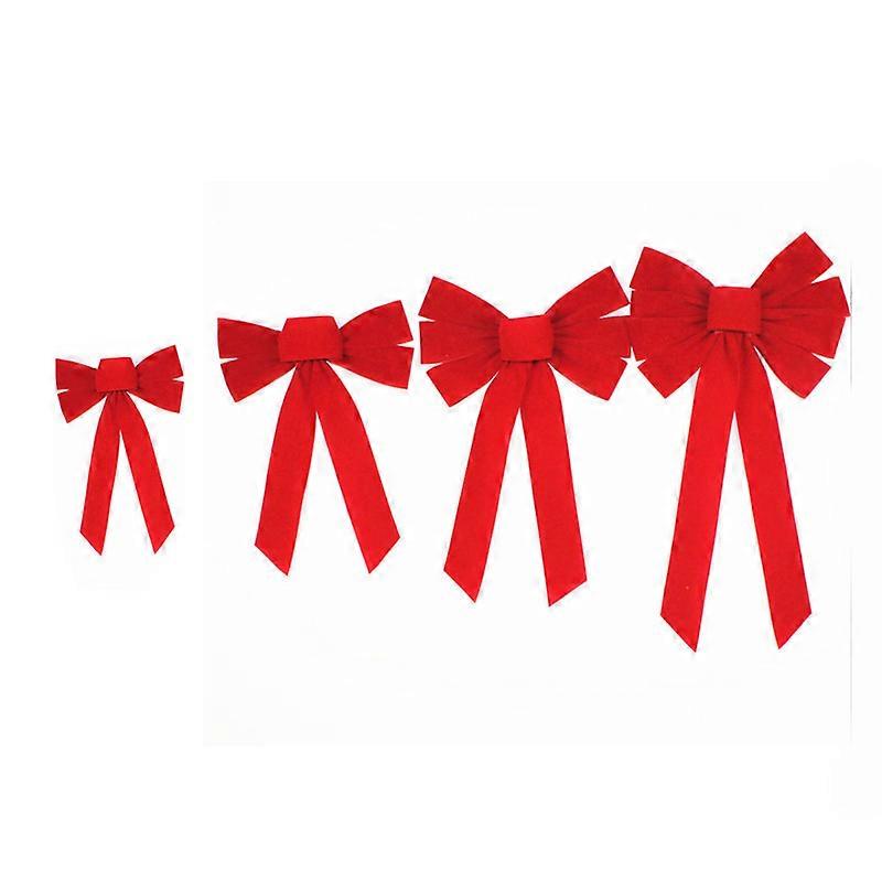 MIMIGO 4st Jul Trådbunden Röd Rosett Jul Krans Gåva Enorm Rosett Inomhus Utomhus Xmas Ornament Semester Bowknot Dekoration
