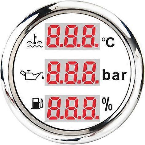 3 în 1 Manometru multifuncțional Contor de temperatură a apei Tensiune Presiune ulei Contor nivel combustibil Manometre digitale pentru barcă auto Iahturi marine