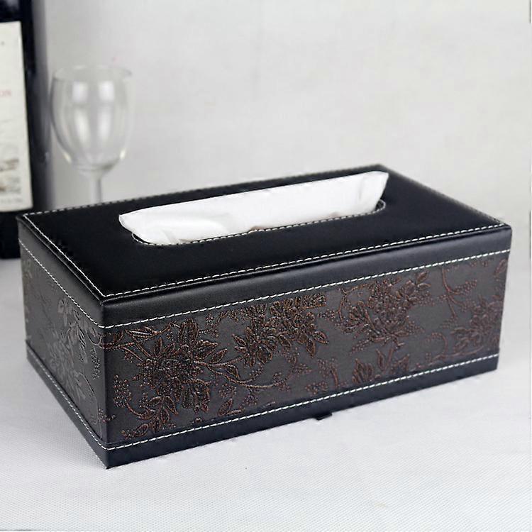 Stylish Pu Leather Tissue Box Holder, Rectangular Napkin Holder Pumping Paper Case Dispenser, Facial Tissue Holder With Magnetic Bottom For Home Offic