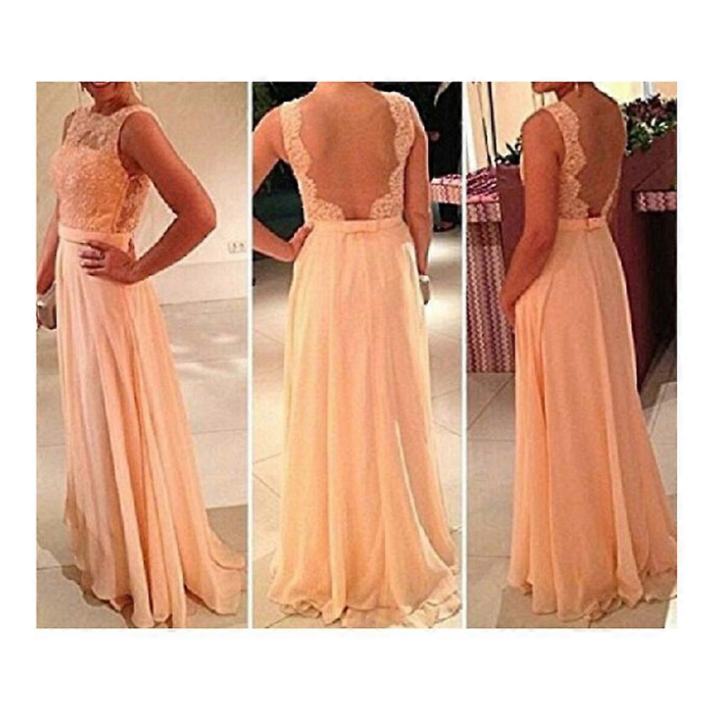 Mode Robe pleine longueur Sexy Backless Pink Lace Patchwork