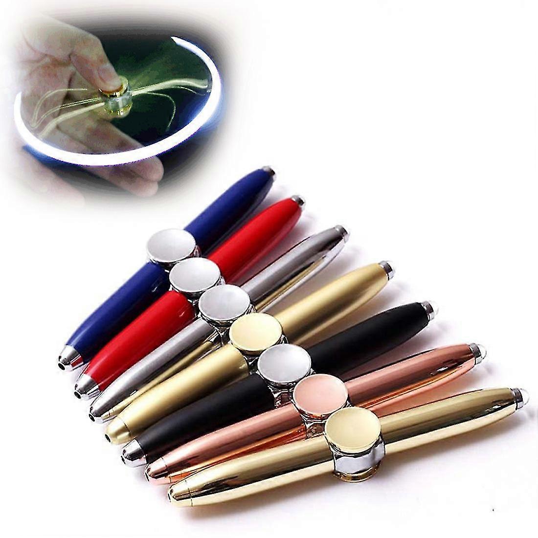 Fingertip Gyro Pen Gyroscope Pens Decompression Led Light Ballpoint Pen Rotating Illuminating Metal Ballpoint Pen 1pcd-