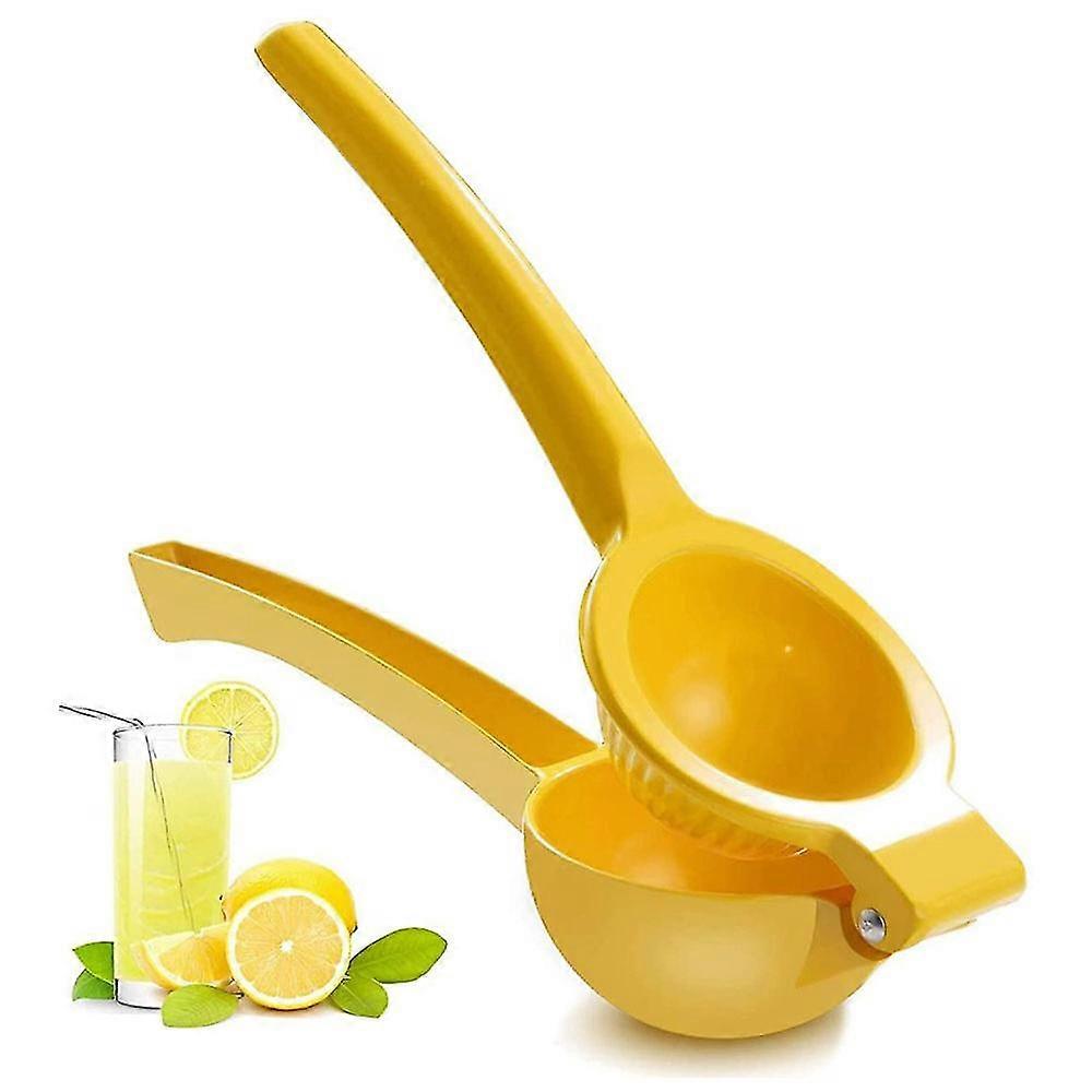 Manual Citrus Juicer, Lemon & Lime Press, Metal Hand Squeezer (Yellow)
