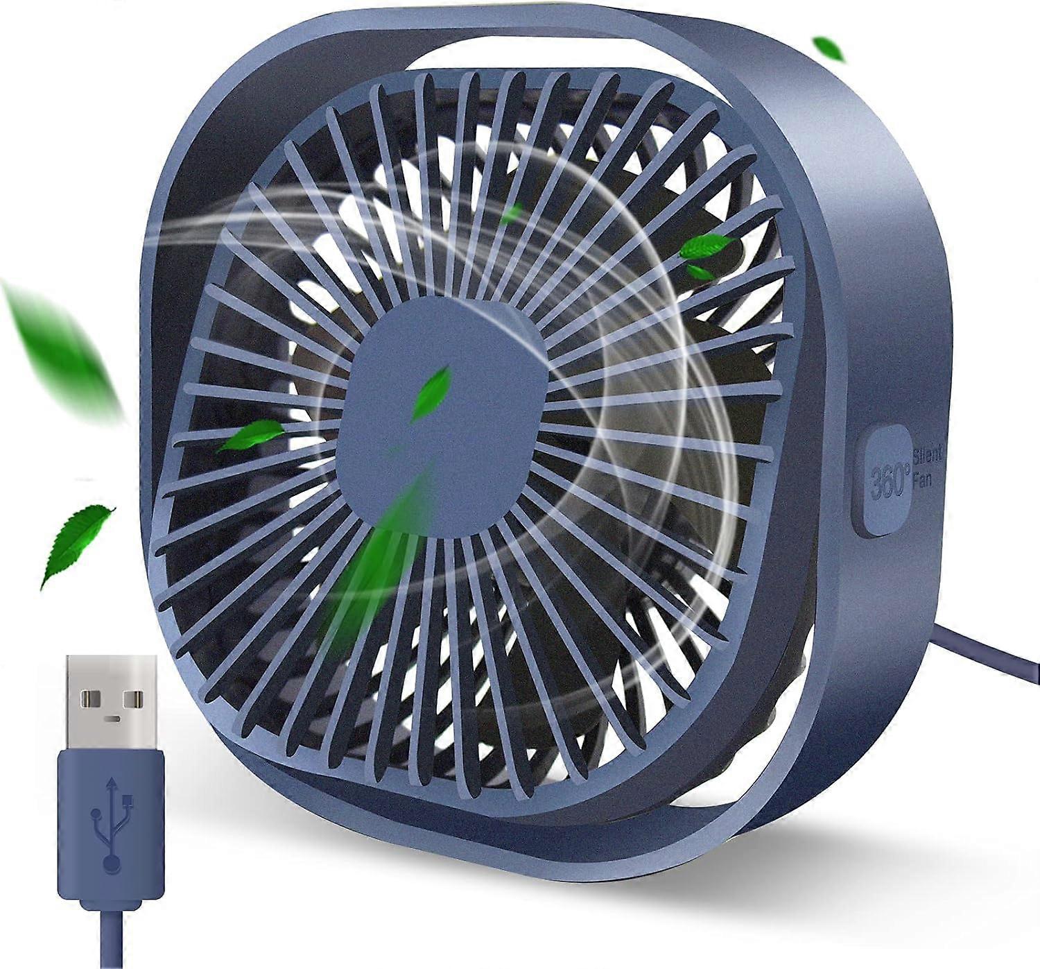 Desk Fan Portable Personal Desktop Mini Cooling Micro With Cable USB Powered 3 Speeds Quiet Small Table Fan