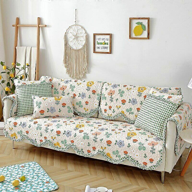 Soffskydd Överdrag för vardagsrum blommigt tryckt Soffa Kudde Matta Sofföverdrag