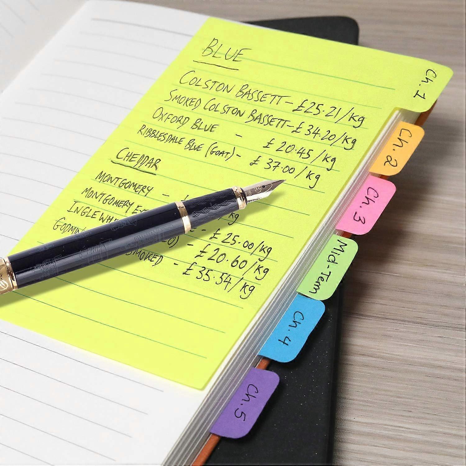 Tabbed Self-Stick Lined Bright Colors Note Pad - Office Supplies Sticky Notes Divider