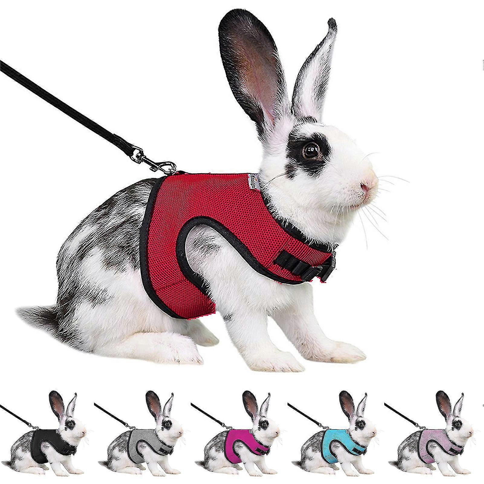 Rabbit Harness Comfortable Adjustable Traction Tool Ferret Rats Hamster Soft Mesh Harness Leash Vest Set Pet Supplies