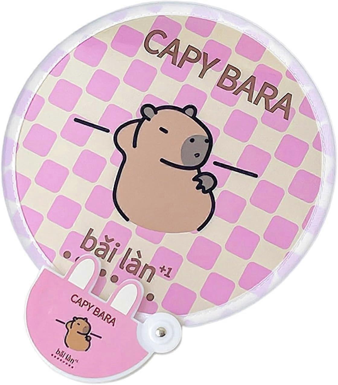 2pcs Roast Bara Pig Cloth-Covered Mini Round Fan Reflective Panel 2 in 1 Light Reflector Handheld Portable Folding Collapsible Handle with Cartoon Pat