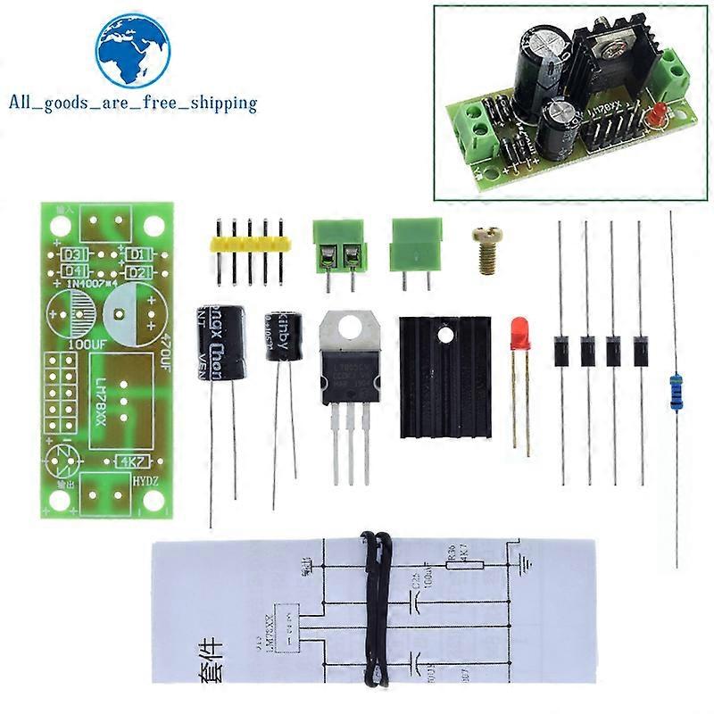 DIY KIT LM7805 L7805 DC/AC Three Terminal Voltage Regulator Power Supply Module 5V 6V 9V 12V Output Max 1.2A
