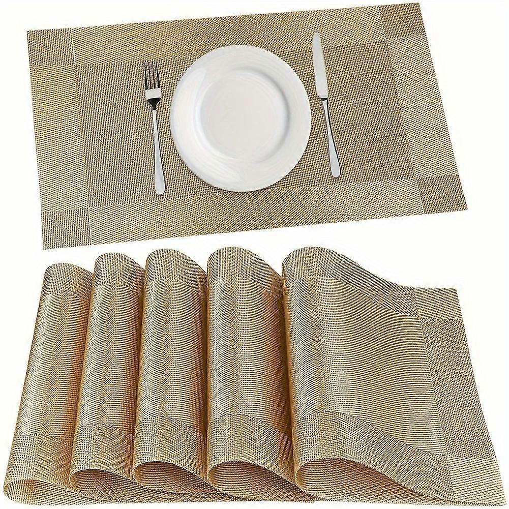 4/6/8pcs, Plastic Placemats, Square Golden Table Pads, Nordic Style Solid Color Table Decoration Mat, Coffee Table Pad, Household Bowl Plate Mat, Dini