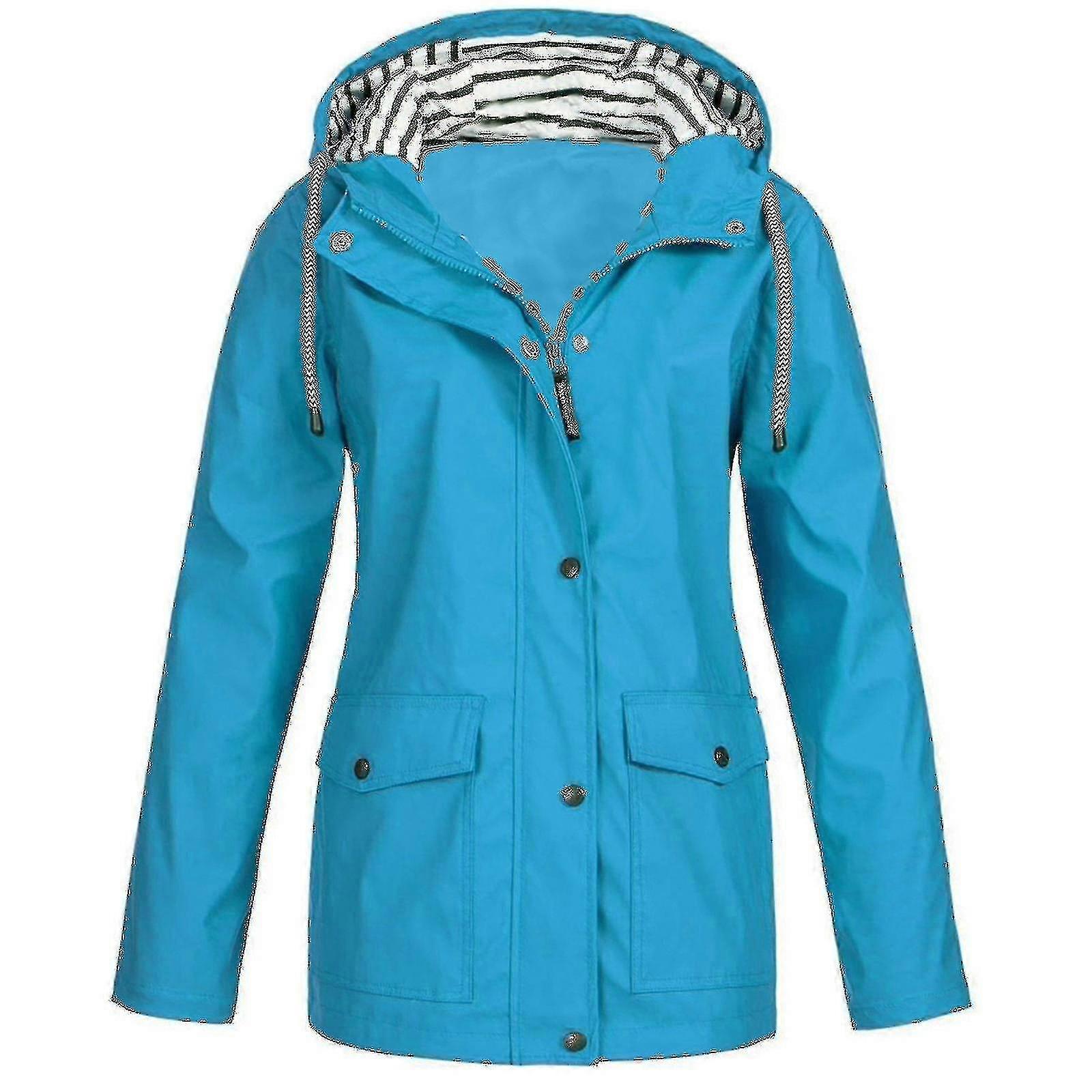 Jaqueta de Chuva Impermeável Plus Size para Mulheres com Capuz - Capa de Chuva à Prova de Vento para Exteriores