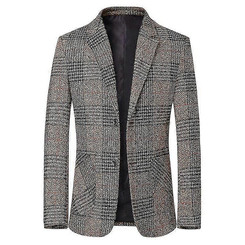 Men's Plaid Blazer Slim Fit Checked Coat-AM