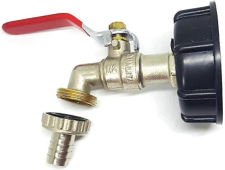 1000L Tankhahn, S60x6 IBC Ablauftankadapter, 1/2 Zoll Hahnauslass Ventil, Messinghahn für IBC 1