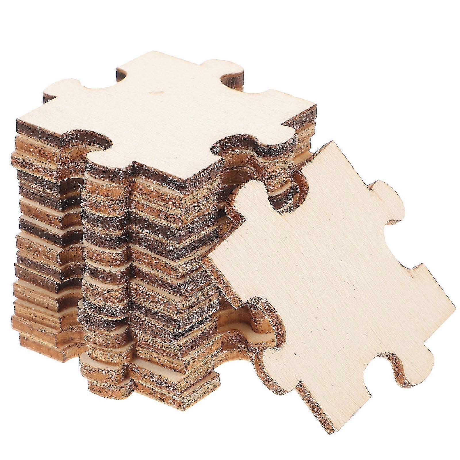 100pcs Pièces de puzzle vierges Bois inachevé Puzzle Color Your Own Puzzles For Kids
