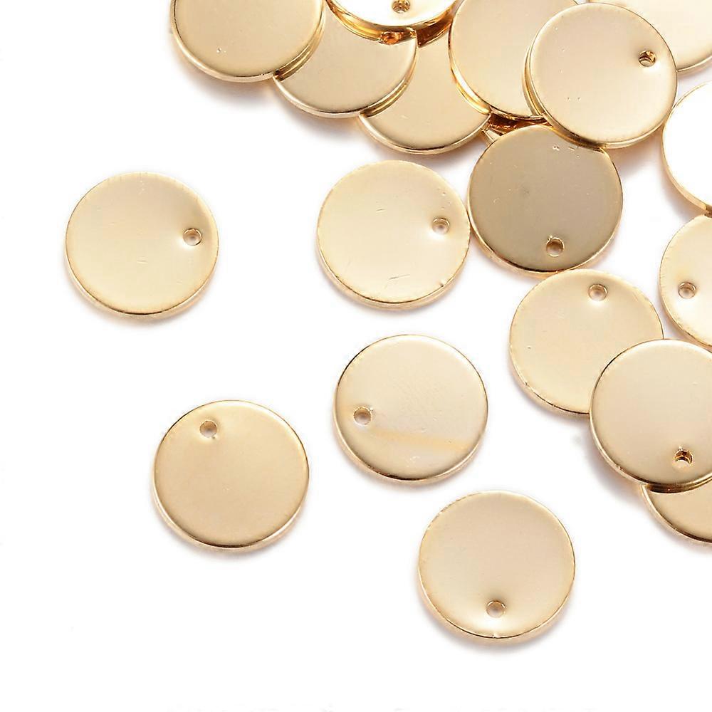 10pc Brass Charms Flat Round Light Gold 10x1mm Hole: 1mm