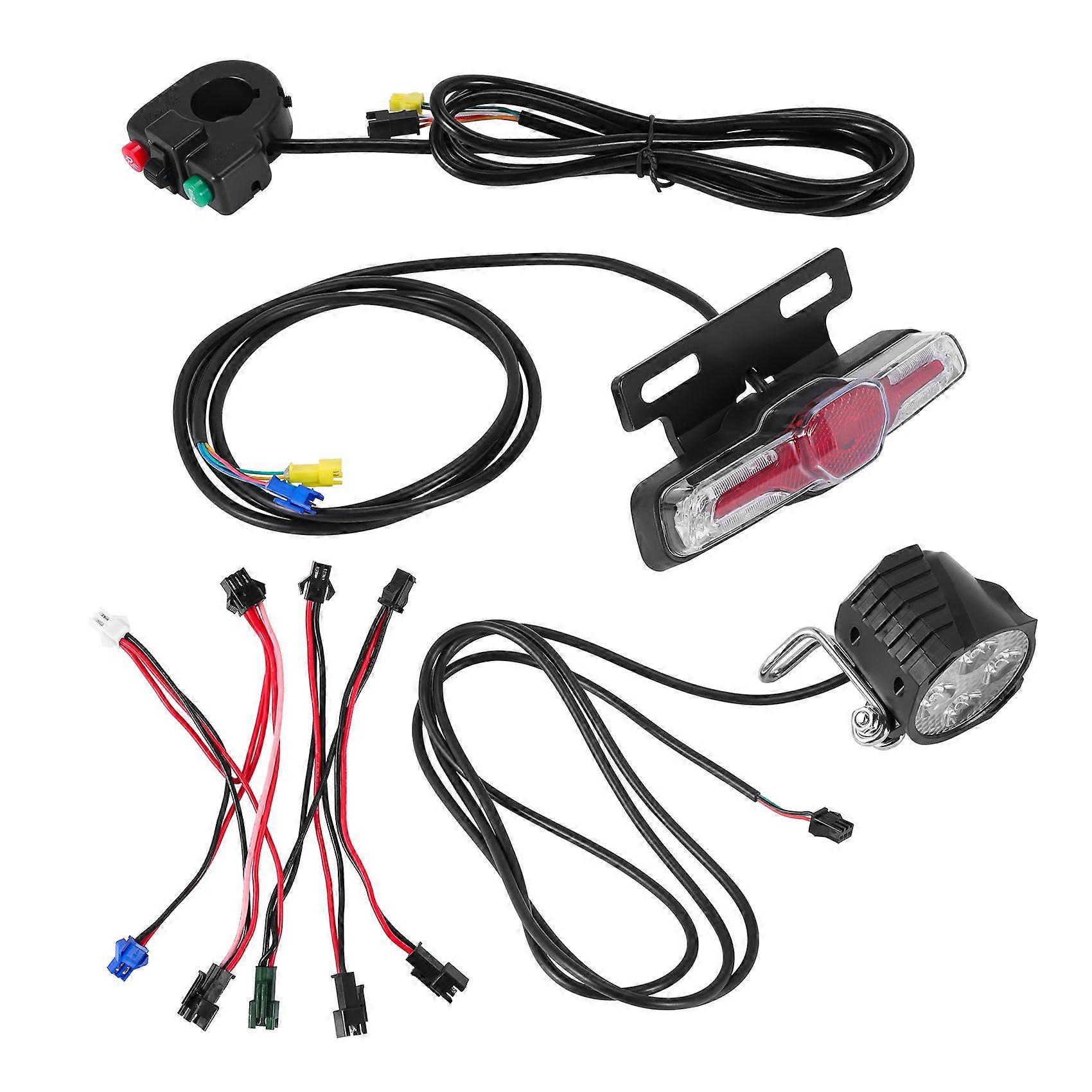 12V-80V 12W 300 Lumen LED Front Light with Built-In Horn 36V-60V 5W Rear Light with Brake and Turn