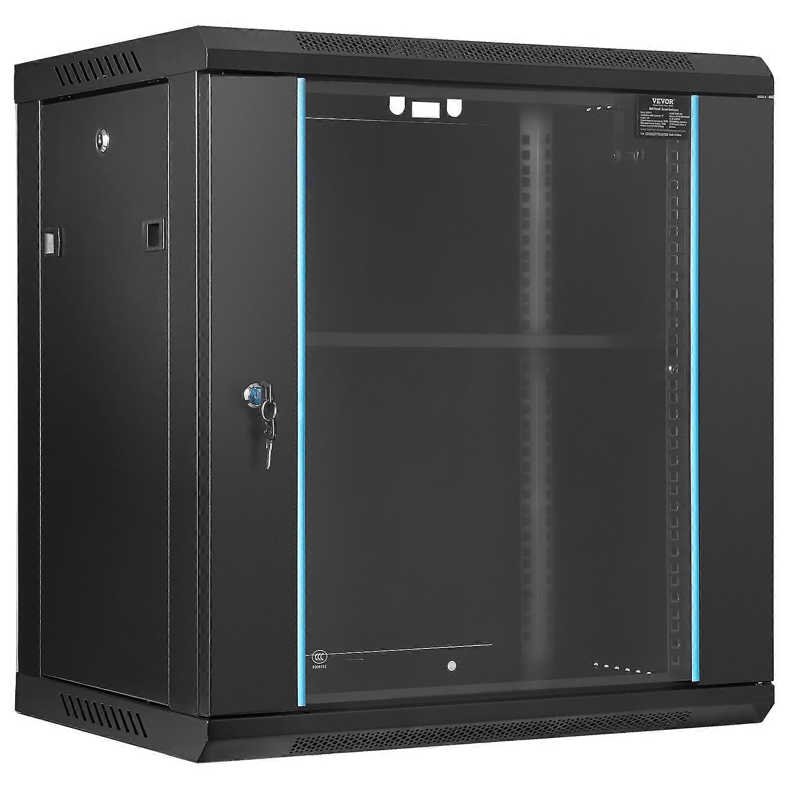 Armadio per server di rete con montaggio a parete 12U, profondità 15,5'', armadio rack per server, capacità di carico massima di 200 libbre montata a terra