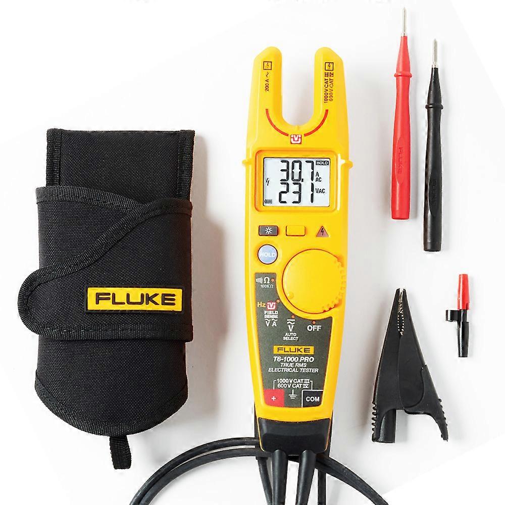 Fluke T6-1000 PRO Testador elétrico braçadeira amperímetros 1000V AC/DC True RMS medidor de garfo com estojo de transporte Fluke
