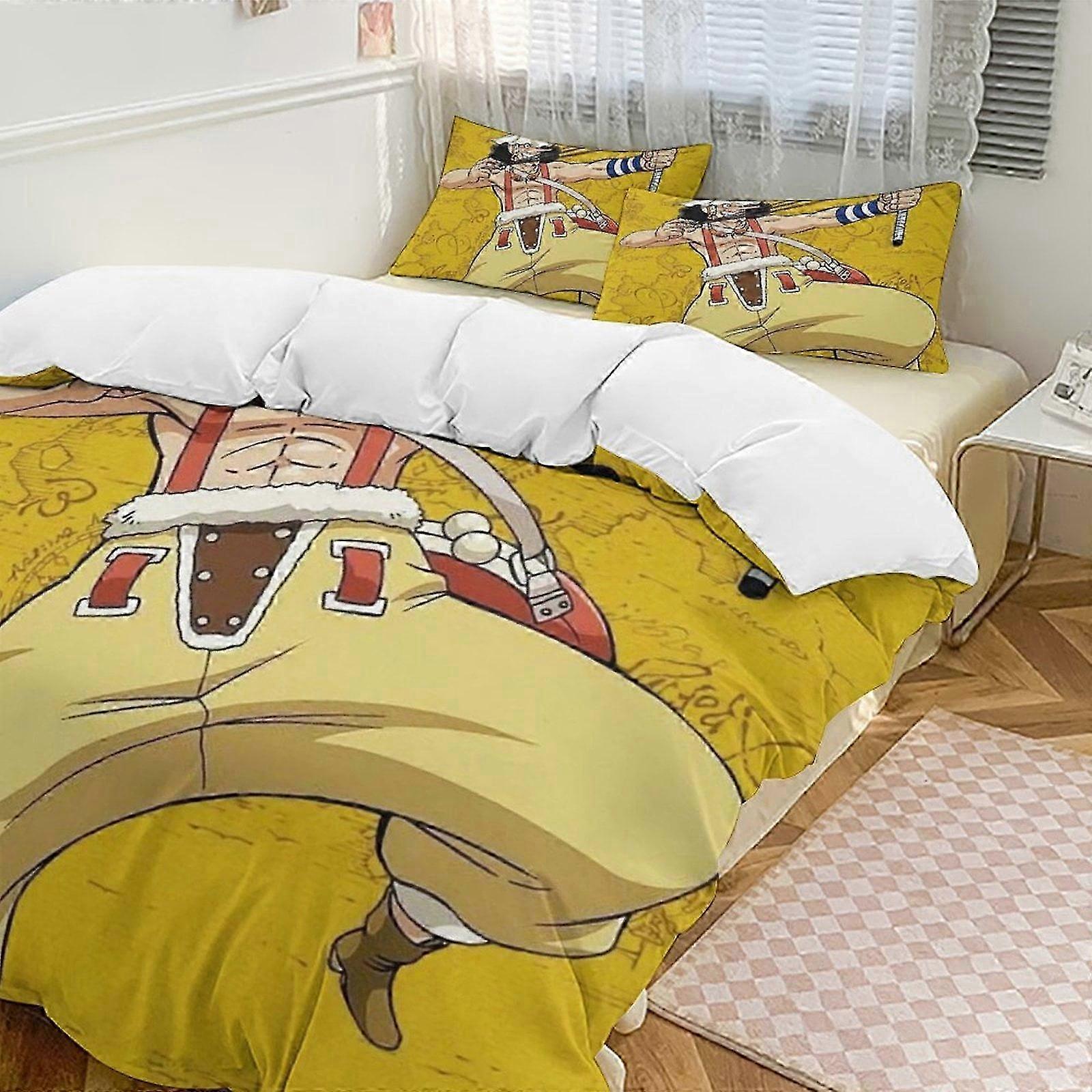 o870 Prześcieradła Usopp Łóżko Poszwa na kołdrę Śmieszna pościel z kreskówek anime Se Lekka3-częściowa kołdra Se, pokrowce (1 Poszwa na kołdrę i 2 poszewki na poduszki) Łóżko Ona