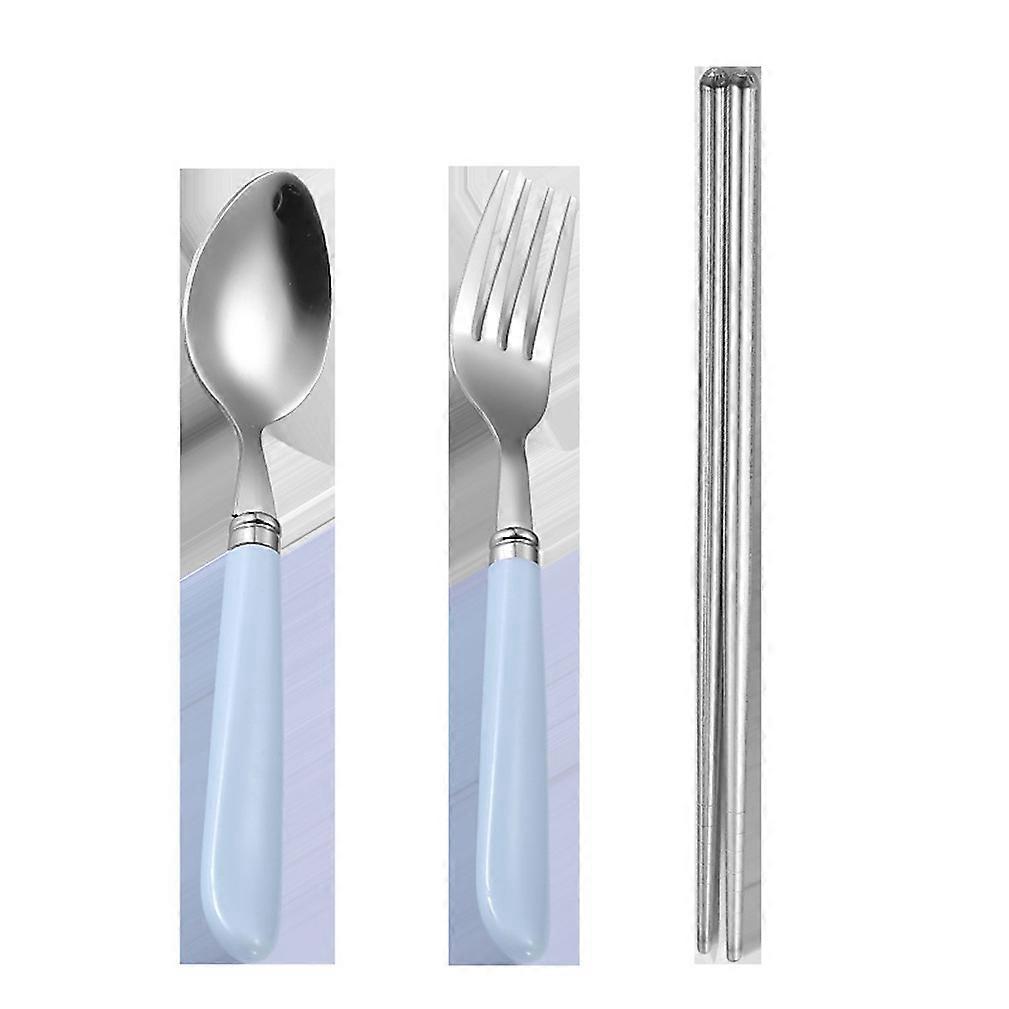 2pcs Cutlery Set Tableware Portable Fork Spoon Chopsticks Stainless Steel