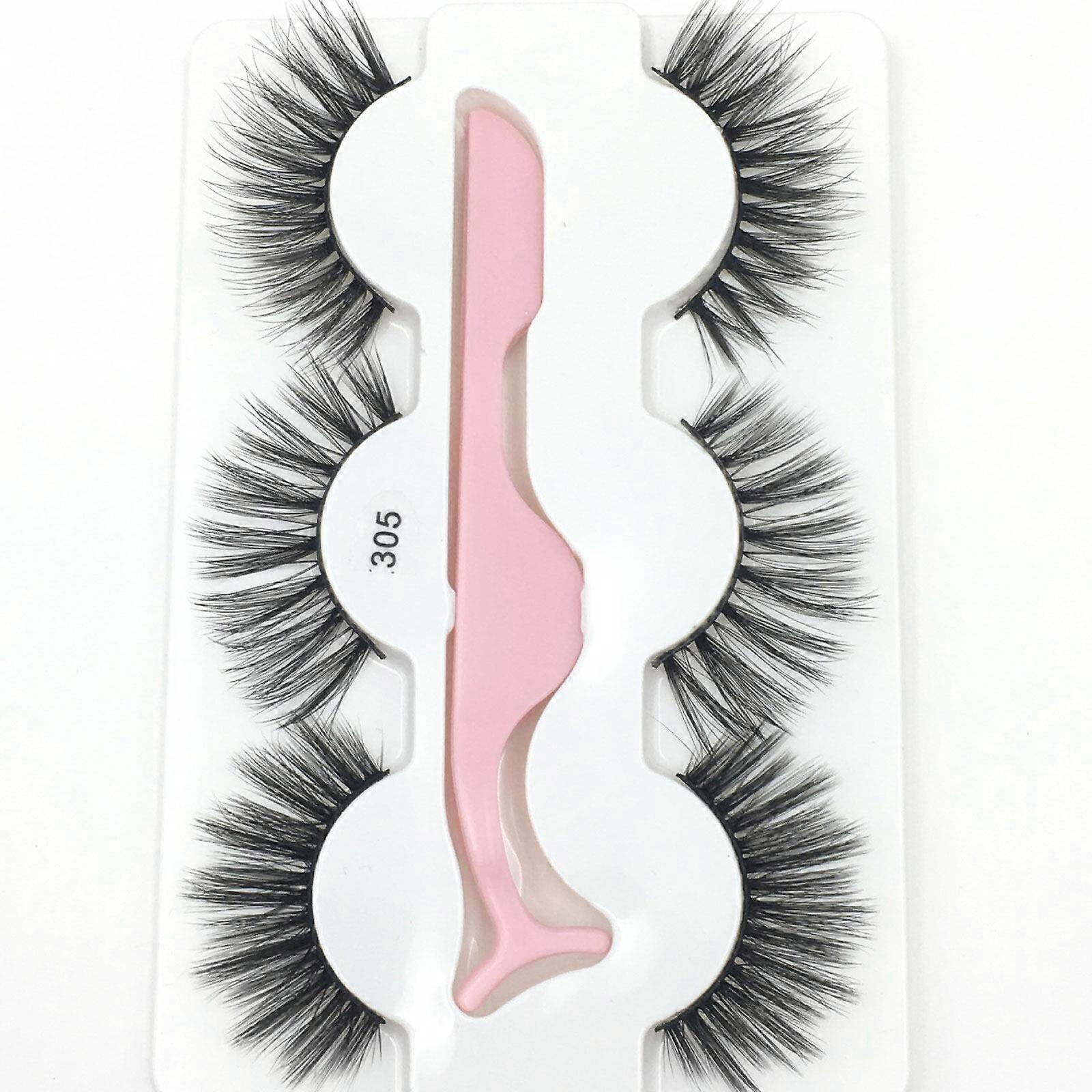 3Pairs/SET ripsien pidennys 5D tekoripset Free Liquid Eyeliner pinsetillä