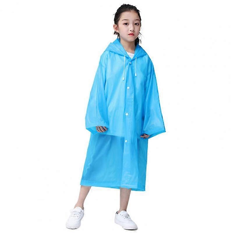 Practical Rain Cape Drawstring Design Button Closure Outdoor Kids Rain Poncho Lightweight Long Raincoat Outdoor Supply Rain Suits