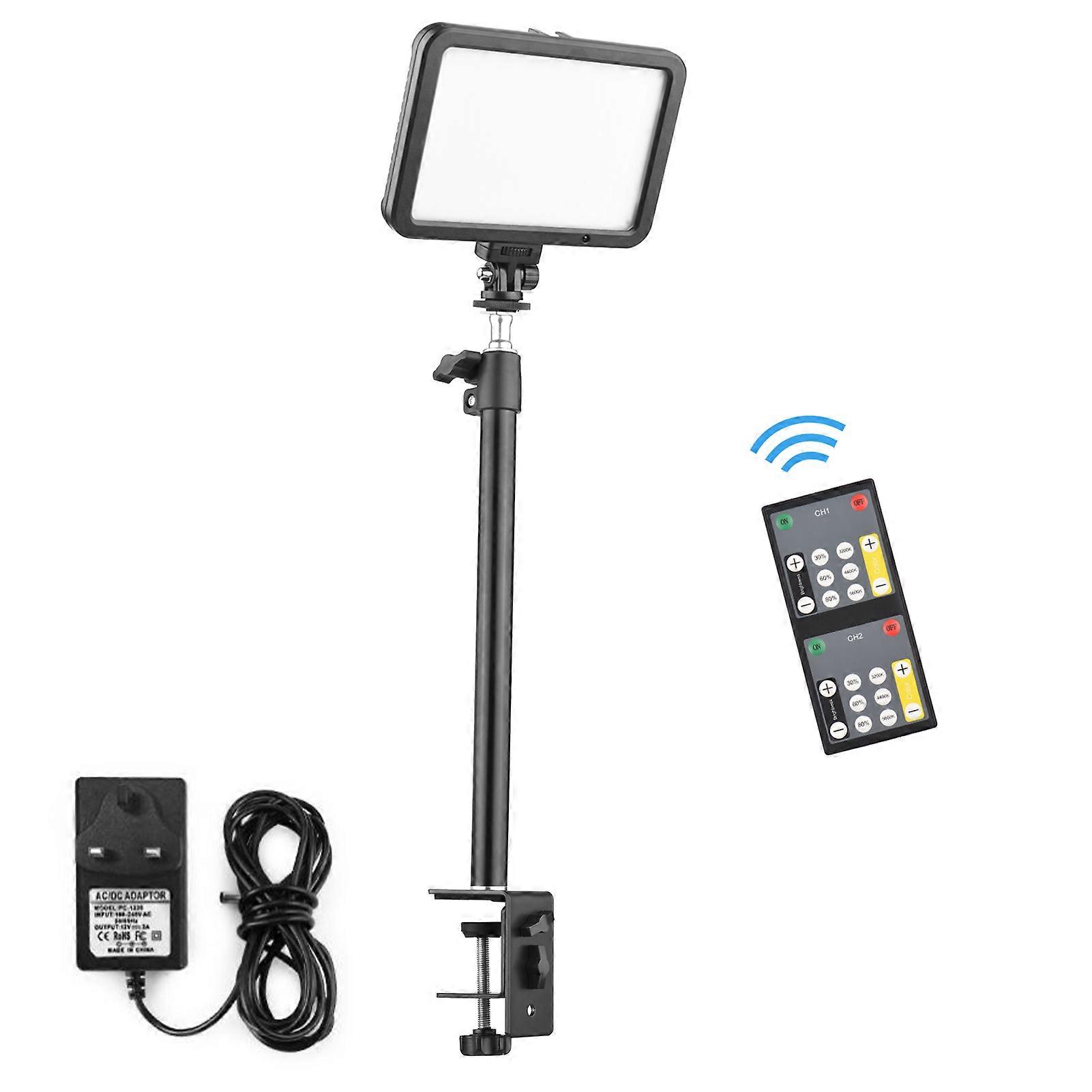 22W Video Light Kit Photography Fill Light with C-Clamp Stand 216PCS Lamp Beads Bi-Color Temperature 3200-5500K Dimmable Brightness Ball Head Remote C