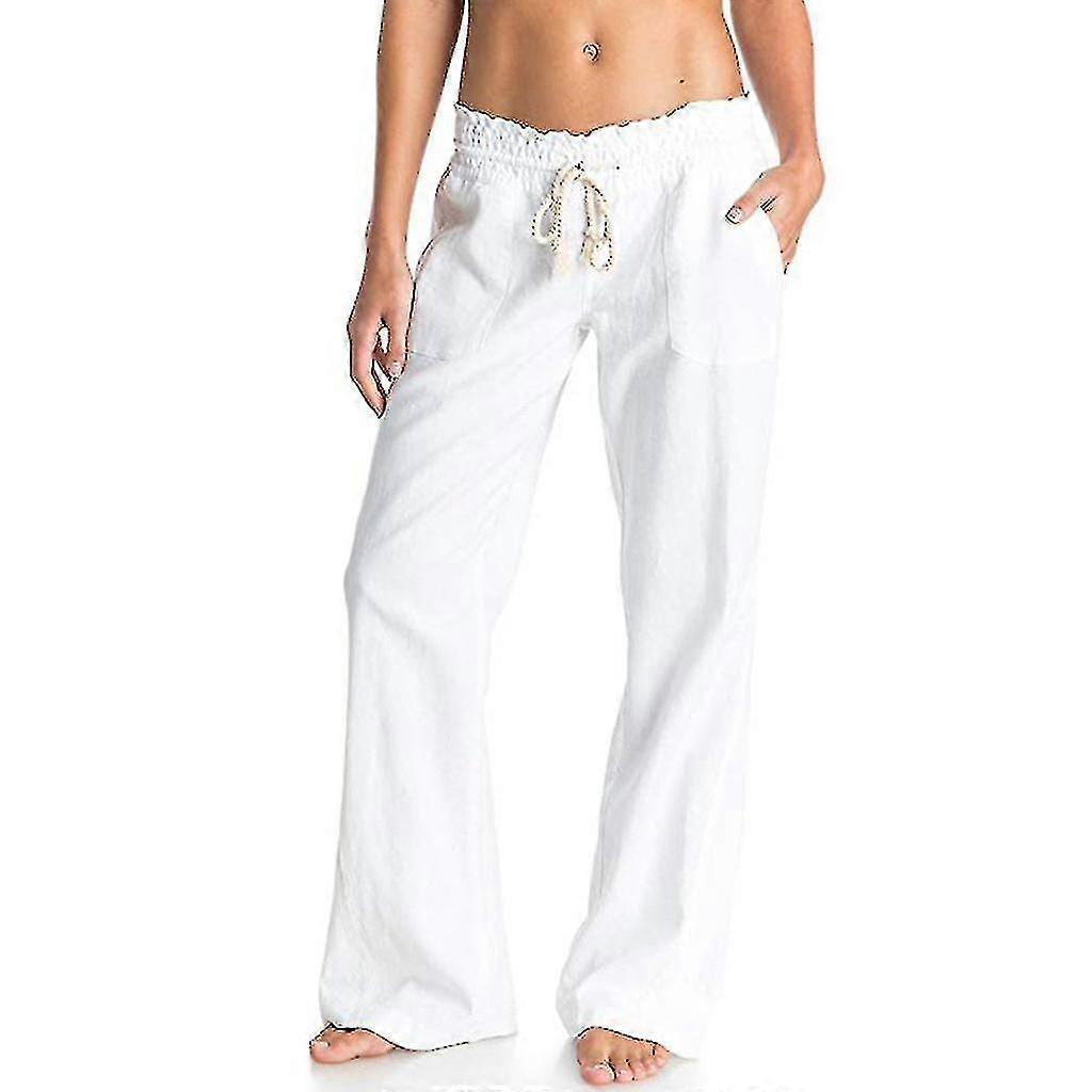 Pantalon de plage en coton et lin pour femme