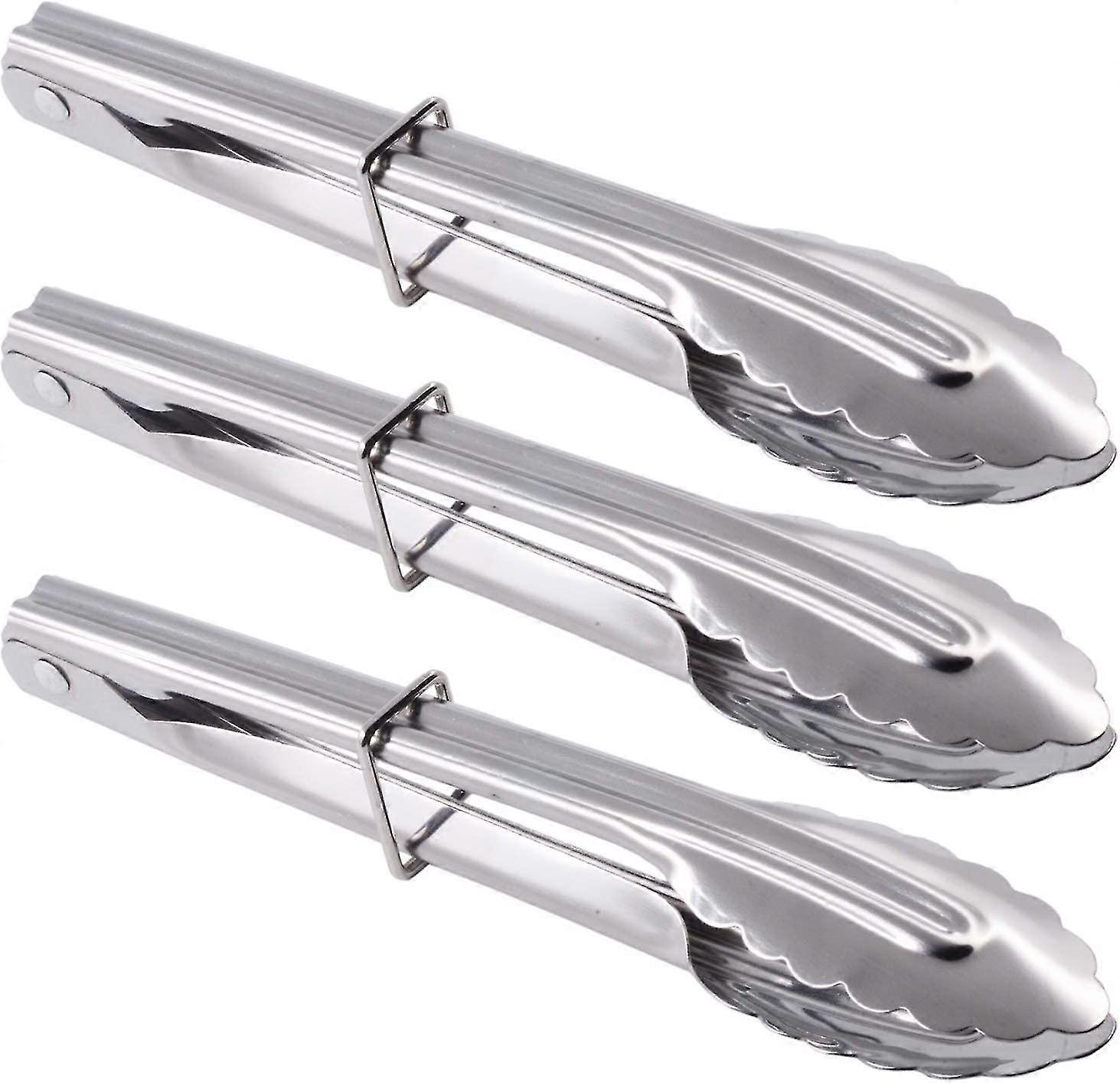 Mini pinças de aço inoxidável para servir, pinças pequenas (7 polegadas, 3 peças)