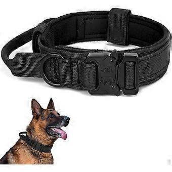 (XL, Black,50-62)Tactical Dog Collar with Handle - Military Dog Collars Adjustable Training Collar Premium Nylon Dog Collar Heavy Duty Metal Buckle Co