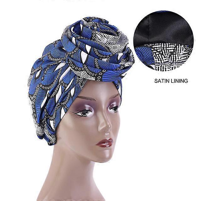 African Print Stretch Bandana Head Wrap Long Scarf satin Floral Ankara Dashiki Women Party Turban Headwear Cap Hair Accessories